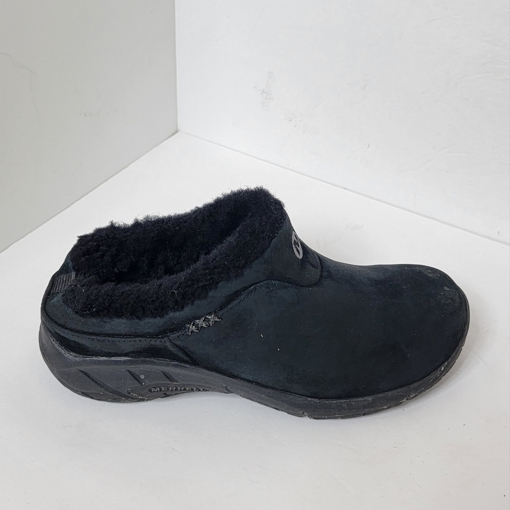 Merrell Black Q Form 2 Suede Sheepskin-lined Mules Slippers Black Slip Ons sz 6 - Picture 6 of 9